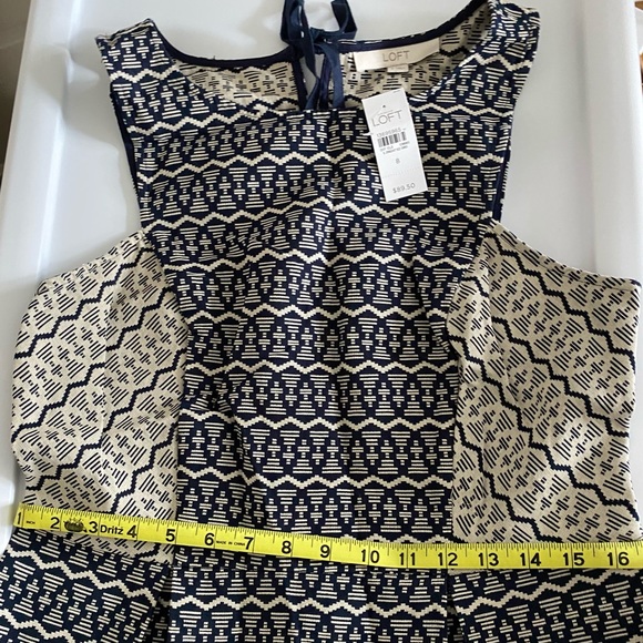 Loft blue & tan jacquard sleeveless midi dress NWT - Picture 8 of 8
